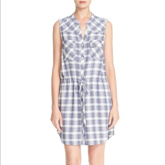Soft Joie Noraha Draw String Dress Plaid Sz M Blue White - Picture 11 of 11